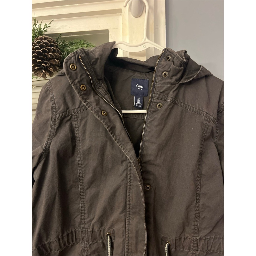 GAP Women's Gray/green Cotton Hooded Zip Up Jacket Size Small